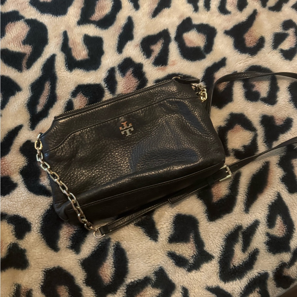 Tory Burch Black Pebbled Leather Crossbody Bag